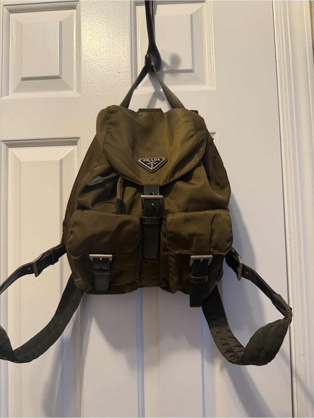 Prada Olive Green Nylon Backpack - Small